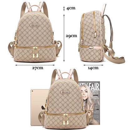 Backpack Printing Leather Back Pack Bags Softback Travel Bags 20 L Red Pink Pink