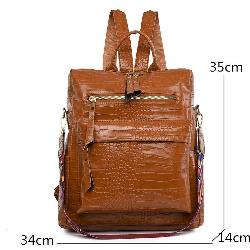 Backpacks Stone Pattern Synthetic Leather Women Shoulder Bags Large Cotton 1 PC