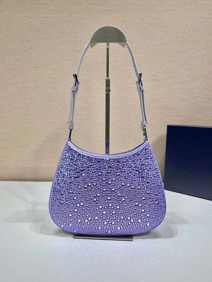 Full Diamond Underarm Bag Shoulder Purse Elegant Wedding Banquet Nylon Shell Bag