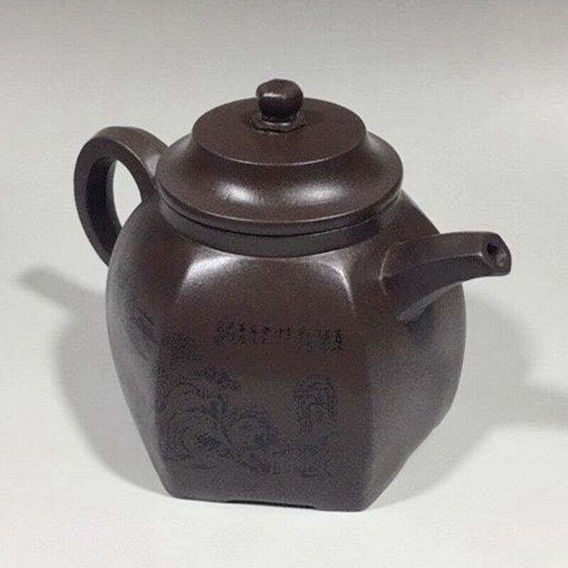 Chinese Yixing Zisha Clay Handmade Exquisite Teapot （六方壶 底款：施小马）