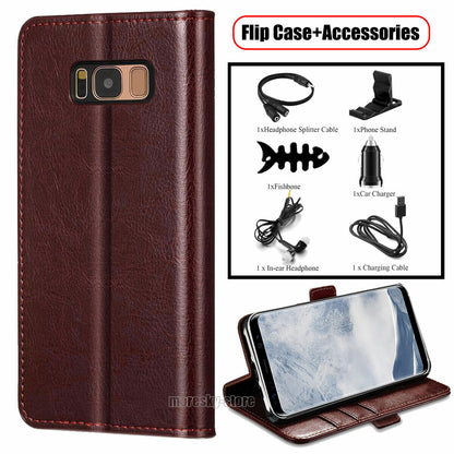 For Samsung Galaxy S8 Plus Case Leather +Tpu Wallet Flip Stand Cover Accessories