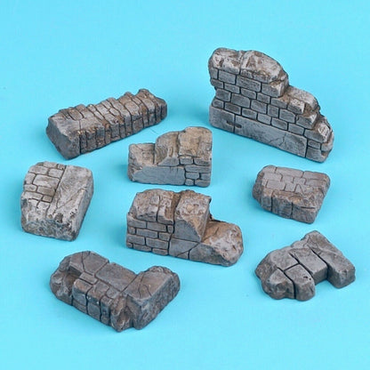 Building Ruin Model Rubble Brick Wall Base Prop War-Damaged Scene Model