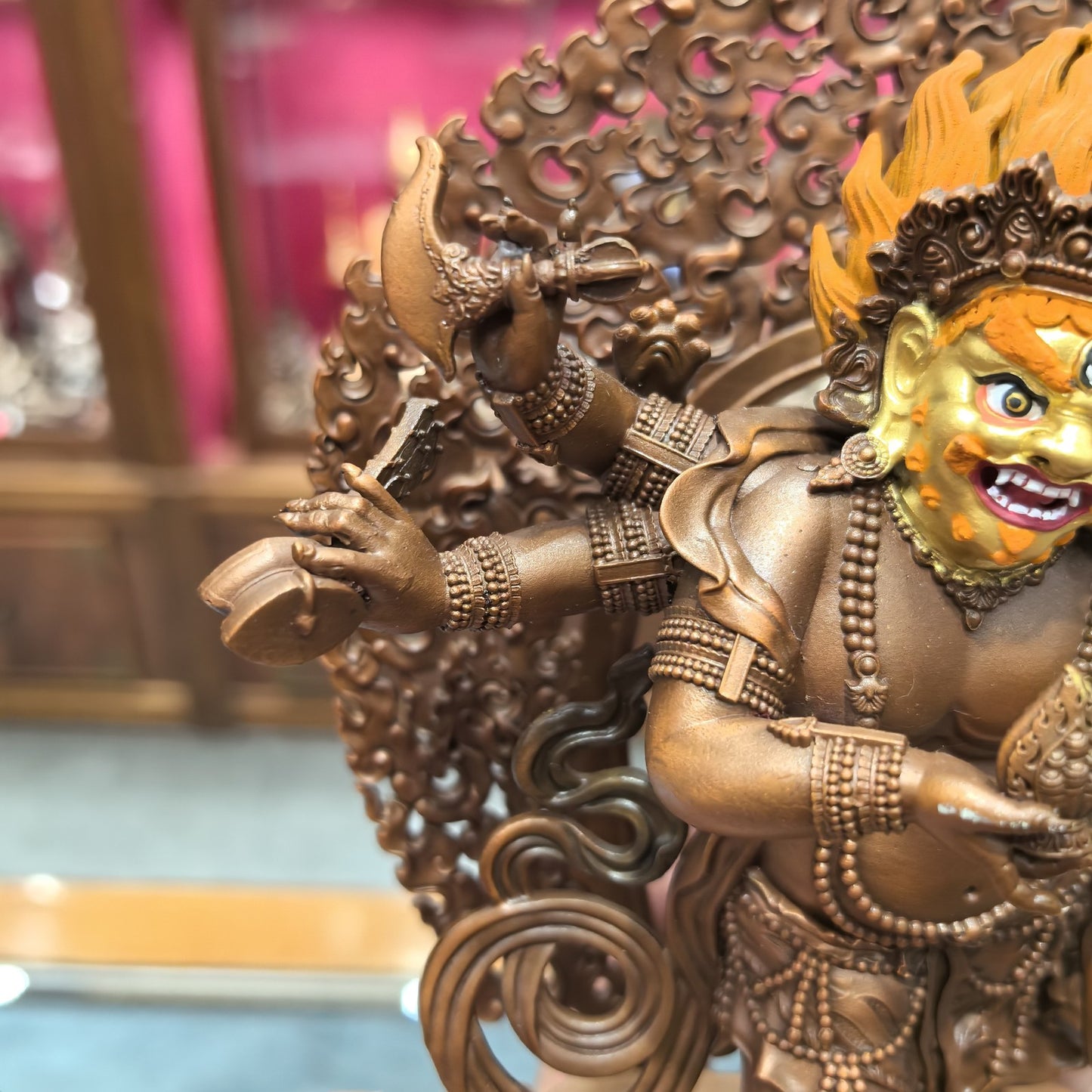 15CM Copper Statue Blessing White Mahakala Buddha