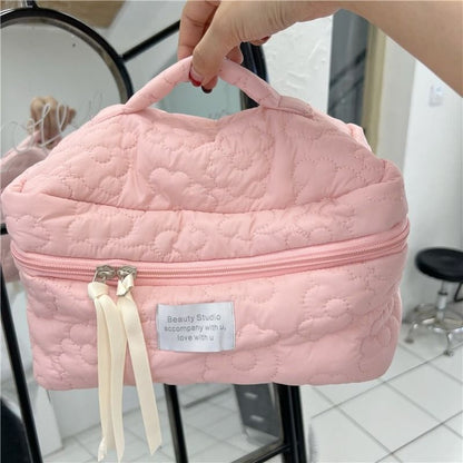 Flower Cloth Makeup Bag Cosmetic Organizer Storage Handbag Box Shape Toiletry