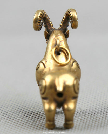 41MM Small Chinese Bronze Lovable Zodiac Animal Sheep Goat Wealth Statue