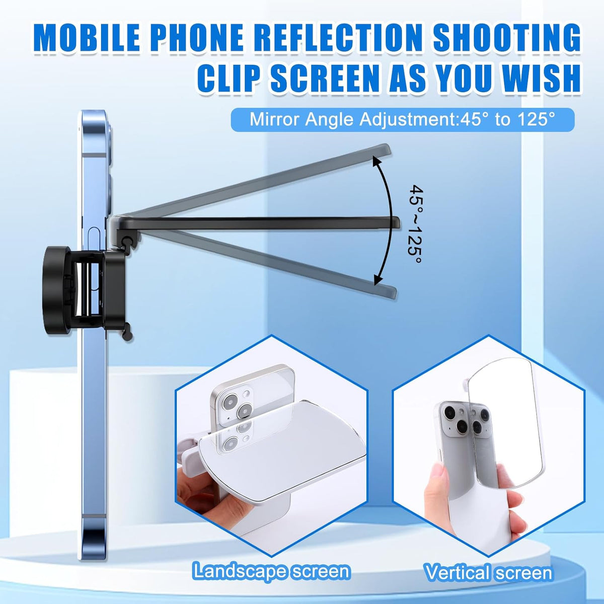 Smartphone Camera Mirror Reflection Clip Kit,Clip Reflection Mirror for Phone Ba