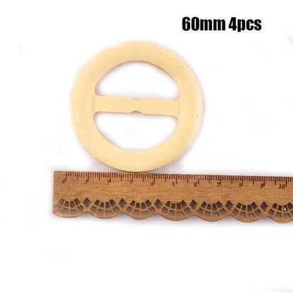 Wooden Round Ring Buckle Wood Windcoat Belt Buckles Garment Ornament Ac