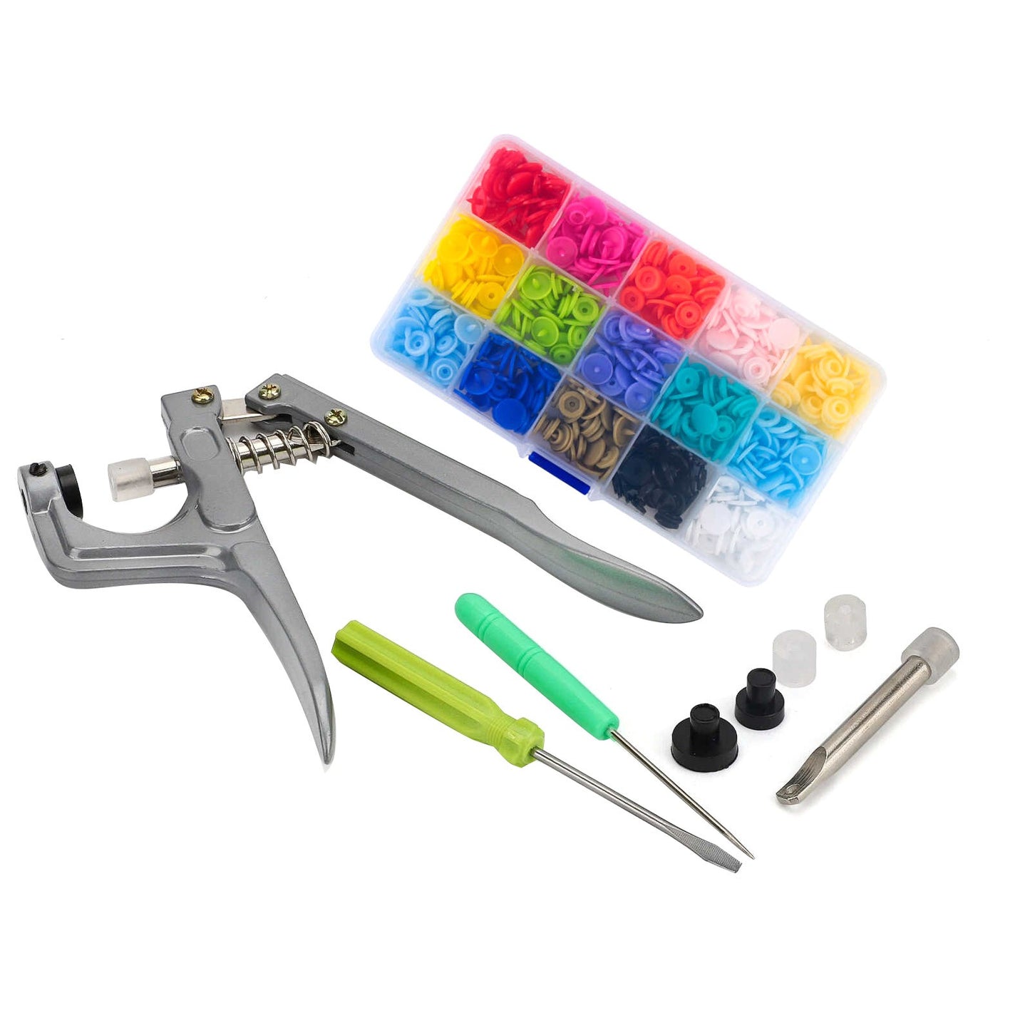 Metal & Resin 150PCS Snap Buttons Press Tool Kit with Fastener Pliers for DIY