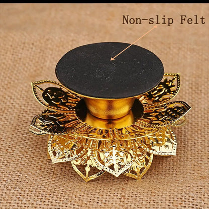 1PC Buddhism Gold Lotus Ghee Lamp Holder Butter Lamp Tea Light Holder Tibetan