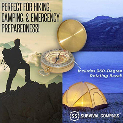 Camping Compass Glow in Dark Survive Metal Pocket Navigation Tool Hiking Outdoor
