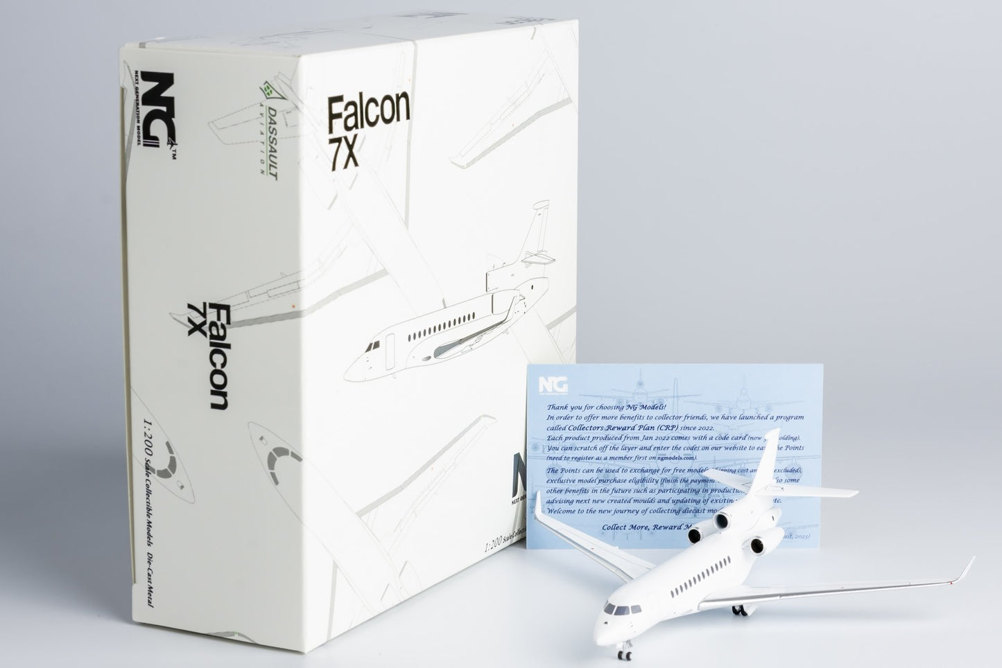 1:400 NGmodels Blank Dassault Falcon 7X Passenger Airplane Diecast Plane Model