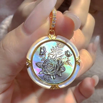 925 sterling silver gray Cameo shell vintage jewelry Pendant estate jewelry gift