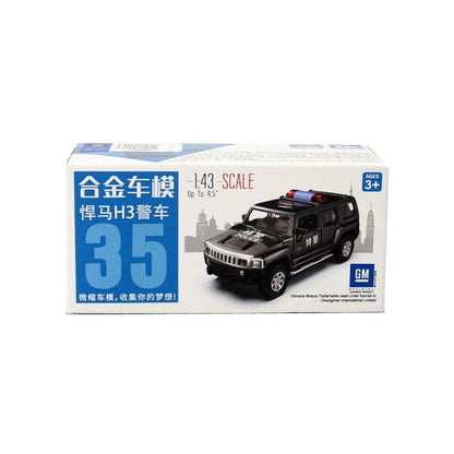 1:43 Diecast Hummer H3 Police SUV Metal Car Model Toy Pull Back Door Open Gift