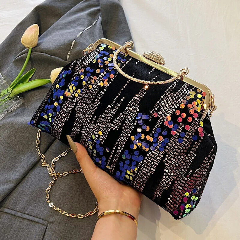 Women Handbag Chain Shoulder Bag Lady Party Clip Shell Evening Clutch