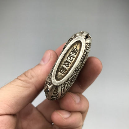 Chinese Tibetan-Silver Bottle Hand-carved Dragon Pattern
