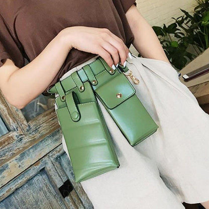 Women Fanny Pack Leather Belt Bag Waterproof Multi-pocket Waist Pack 17*10/13*10