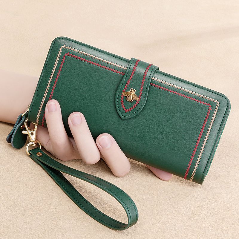 Genuine Leather Wallet Clutch Purse Long Money Bag Zipper Coin Wallet Hasp Pouch