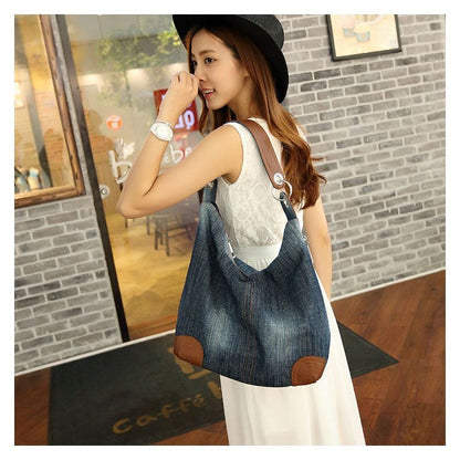 Bags Denim Handbag Large Shoulder Bags Blue Jeans Tote Purse Vintage 25*16*8 CM