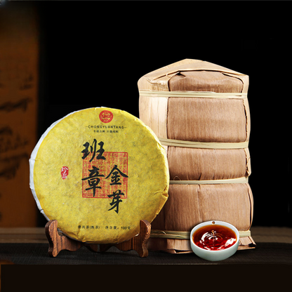 100g Banzhang Golden Bud Puerh Ripe Tea Cake Gereifter reifer Yunnan Puerh Tee