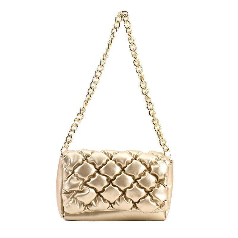 2022 Shoulder Bags Woman Leather Brand Handbag Gold Woman Shoulder Bag