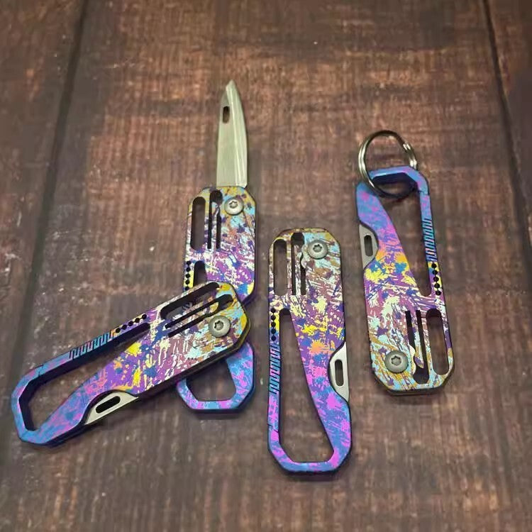 New Titanium Mini Knife Small Pocket Key Chain Pendants Folding Knife Gift