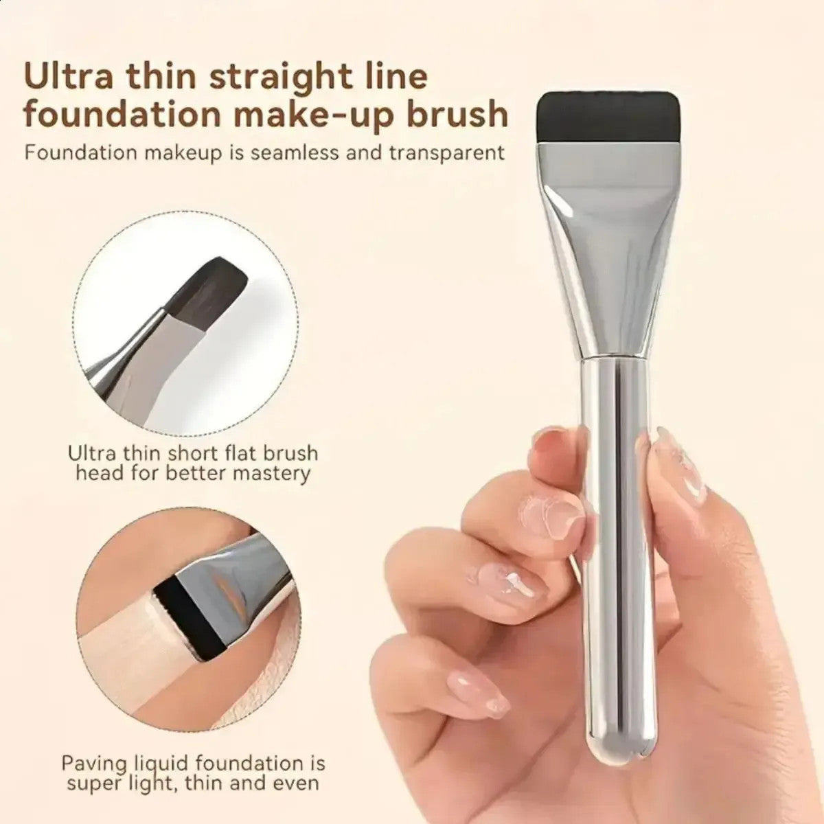 4PCS Flat Foundation Brush Set - Ultra Thin Blade for Liquid Makeup Blending