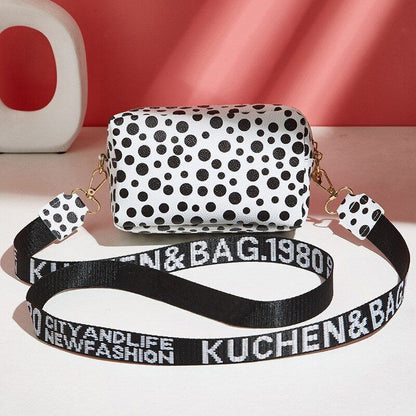 Simple Style Small Shoulder Bag Solid Color Leather Wide Strap Crossbody Handbag