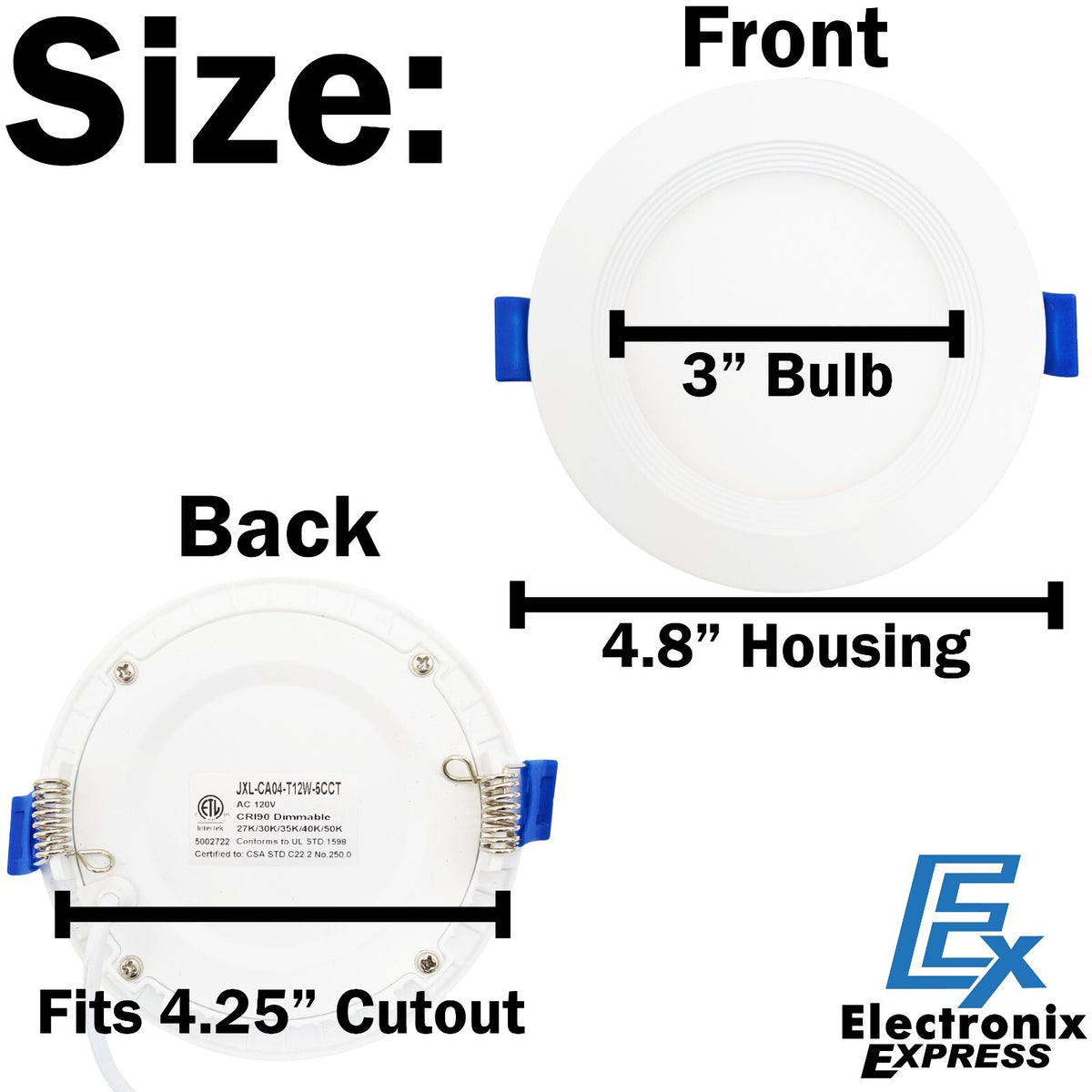 12 Pack 4.8" Dimmable Recessed LED Lights Retrofit Kit, 5 Selectable Colors, 12W
