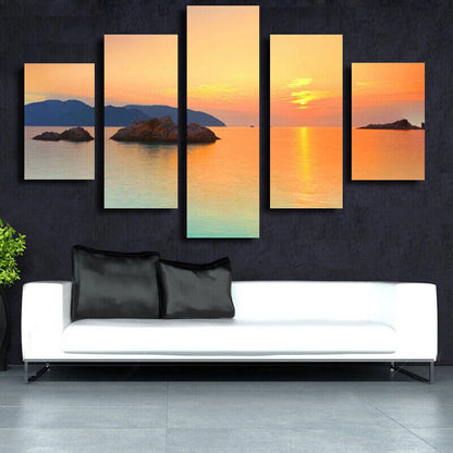 5 Pieces Canvas Wall Art Poster and Print Living Room Sunset No Framed