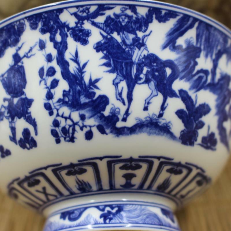 Chinese Jingdezhen Porcelain Blue and White Personage Bowl #2