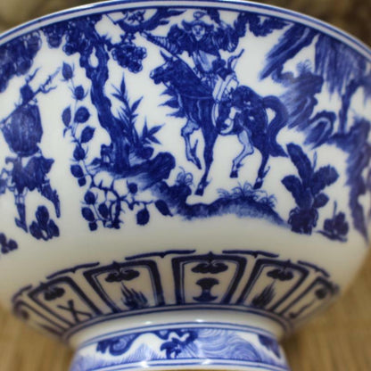 Chinese Jingdezhen Porcelain Blue and White Personage Bowl #2