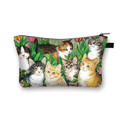 Cute Cat Print Cosmetic Traveling Makeup Bags Cosmetic Storage Purses 5*20*10 CM