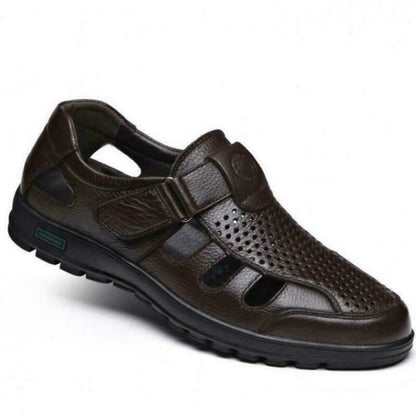 Mens Fisherman Slippers Closed Toe Summer Beach Leather Sport Sandals Shoes size