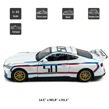 1/42 Scale BMW 3.0 CSL Model Car Diecast Toy Cars Boys Toys for Kids Gifts White