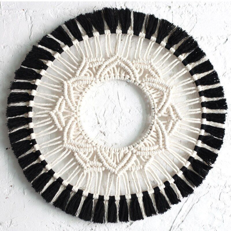 Wall Hanging Tapestry Bohemian Home Decor Woven Macrame Mandala Cotton Rope 42cm
