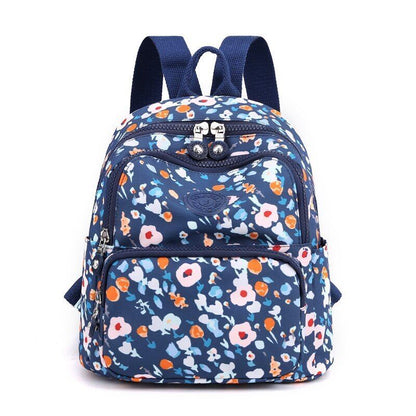 Small Backpacks Waterproof Flower Printing Shoulder School Bags Nylon Rucksack