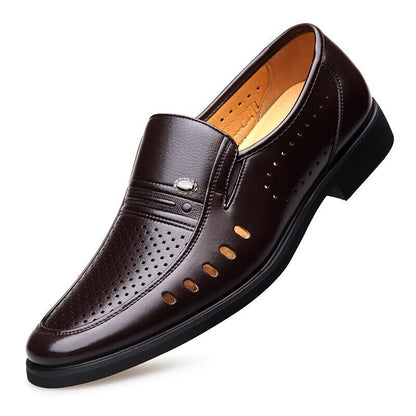 2022 Men Leather Shoes Black Microfiber Leather Soft Man Hole Shoes Man