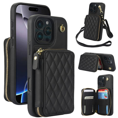 Crossbody Wallet Case for iPhone 16/15/14/13/12/11 Pro Max SE 7 8 X XS Max XR