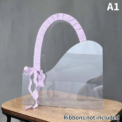 Transparent PET Fresh Flower Box Bouquet Handbag Flowers Wrapping Handbag Festiv