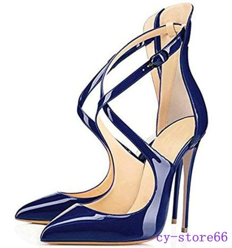 Womens Sexy Pumps Crose Strap Strappy High Heels Pointed Toe Sandals US4.5-11.5