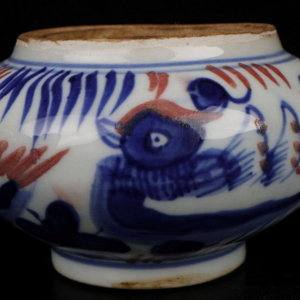 Old Chinese Porcelain Color Painted Mandarin Duck Playing Jar Pots