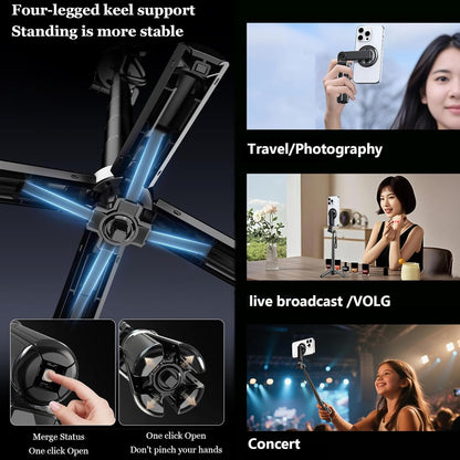 4 in 1 Multifunctional Magnetic Selfie Stick,Magsafes Tripod Stand for Iphone,36