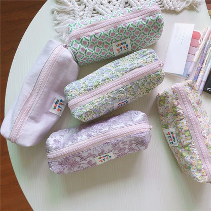 Small Cosmetic Bag Cute Makeup Cotton Fabric Toiletry Bag Students Organizer 1PC