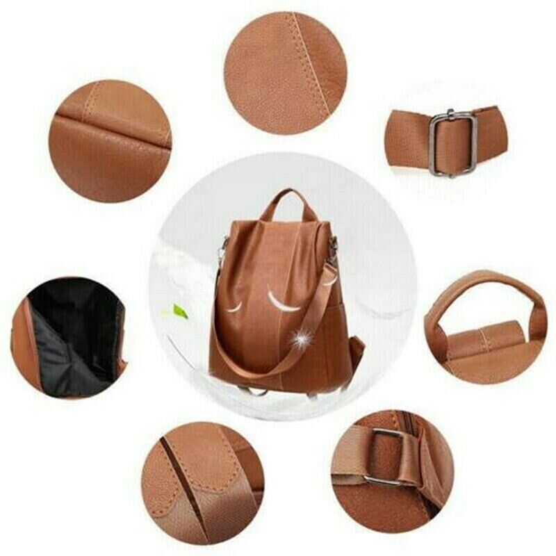 Women's Leather Backpack Large Capacity School Bag Teenager Anti Theft Backpack