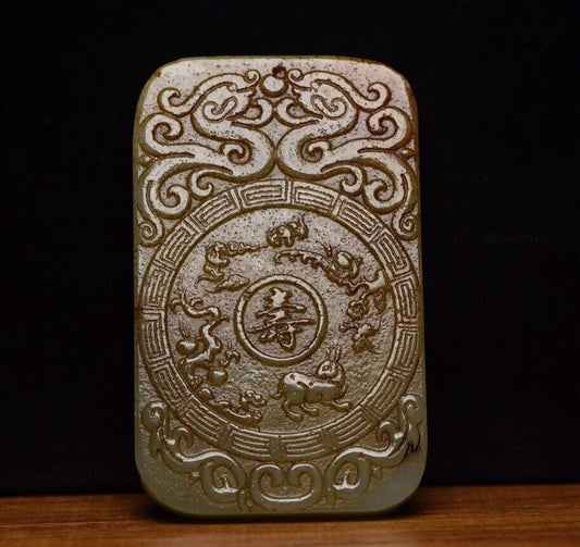 Chinese Natural Hetian Jade Carving Exquisite Statue Pendant Jewelry Collectible