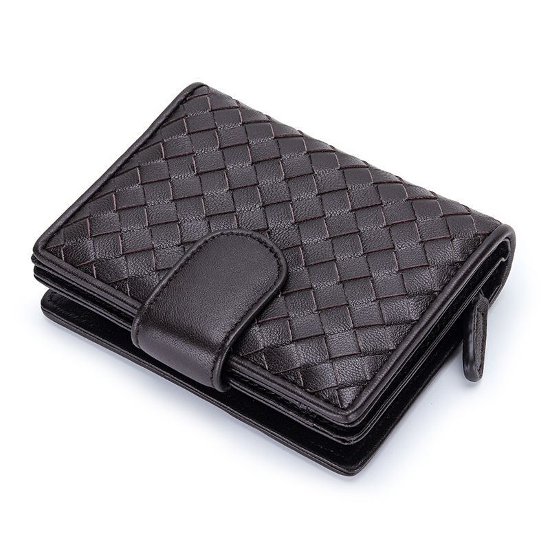 Wallet Short 100% Sheepskin Leather Coin Change Zipper Storage Bag Money Clip