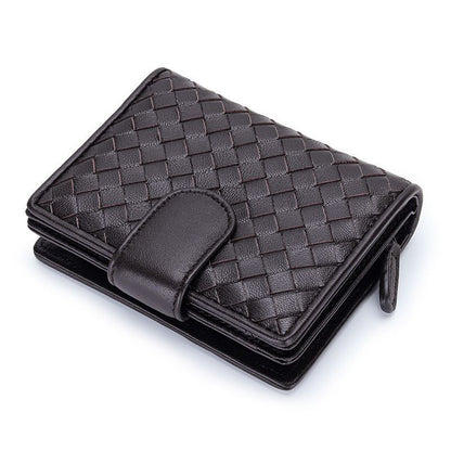 Wallet Short 100% Sheepskin Leather Coin Change Zipper Storage Bag Money Clip