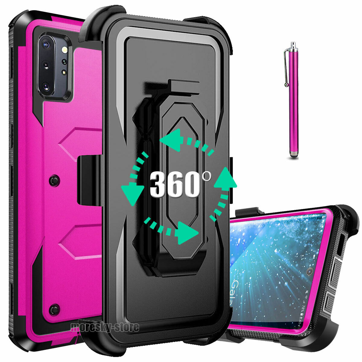 For Samsung Galaxy Note10+ Shockproof Case, w Belt Clip Stand Rugged Phone Cover
