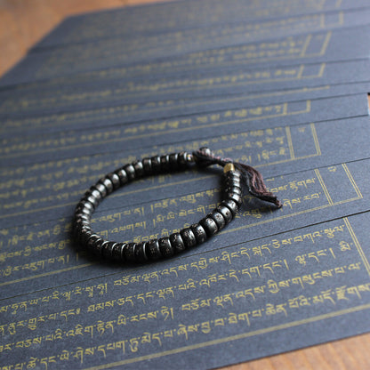 Tibetan Buddhist Handbraided Black Cotton Thread Lucky Knots Bracelet Natural