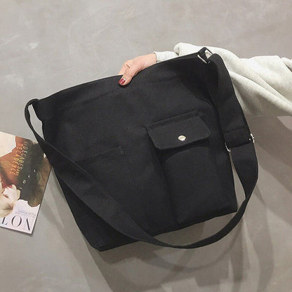 Bag Canvas Simple Soft Fashion Messenger Crossbody Shoulder Bags 39*34*7cm White